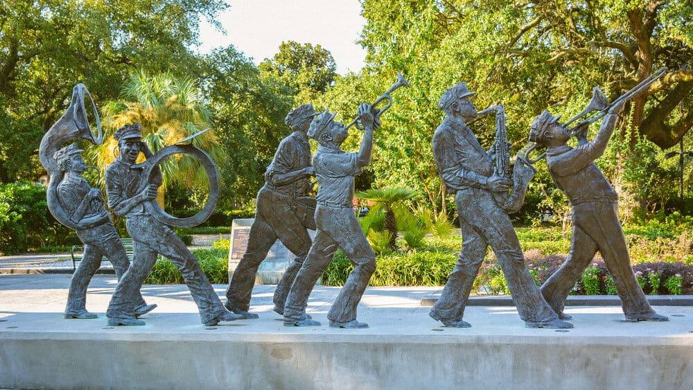 Statues de musiciens en Louisiane